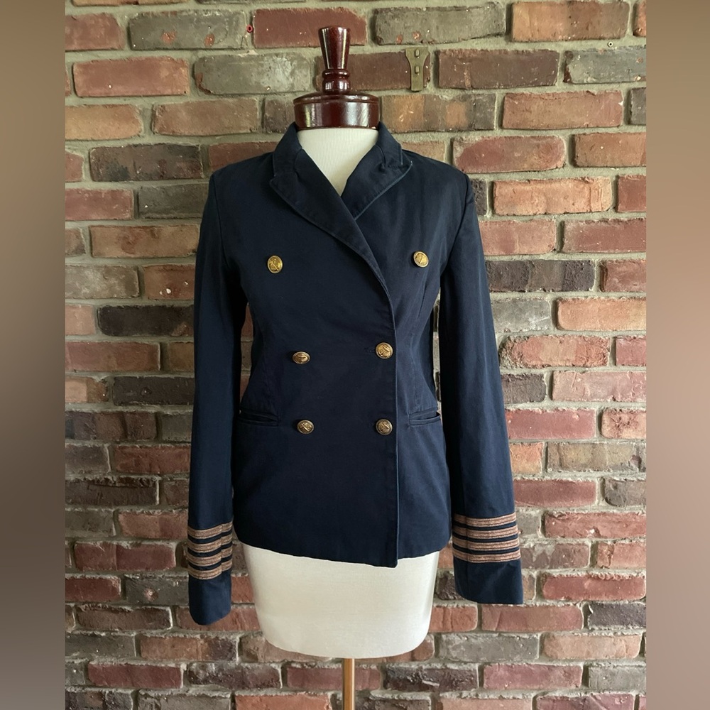 Denim & Supply Ralph Lauren Navy Blue Band Jacket Military Women’s Small Twill